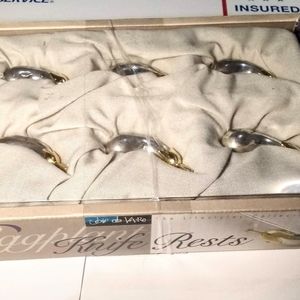 Vintage Set of Six (6) Eggplant Knife Rests By The